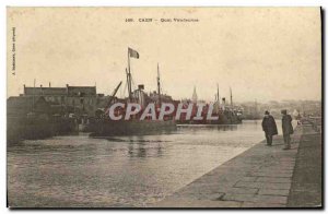 Old Postcard Caen Boat Quay Vandeuvre