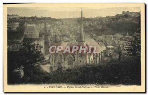 Old Postcard Fougeres Saint Sulpice Church and Tower Raoul