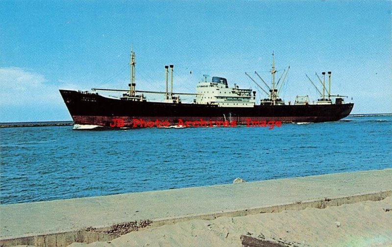 Stream-Lined Israeli Freighter Steamship, Port Aransas Texas, Frank Whaley 