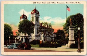 Moundsville West Virginia WV, 1952 Court House & Soldier's Monument, Postcard