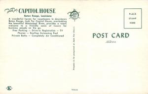 Jack Tar Capitol House Baton Rouge Louisiana LA poolside 1950s Postcard