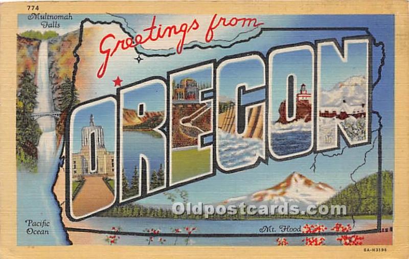 Greetings from Oregon, OR, USA Large Letter Unused 