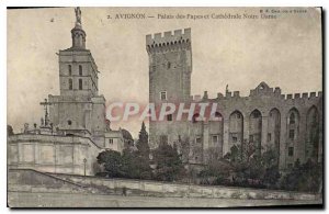 Postcard Old Avignon Popes' Palace and Notre Dame Cathedral