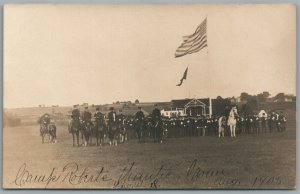 US CAVALRY w/ AMERICAN FLAG 1905 MILITARY ANTIQUE REAL PHOTO POSTCARD RPPC