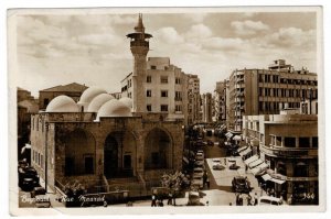 Lebanon 1953 Used Postcard Beirut Maarad Street Mosque Old Car