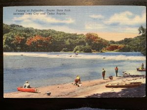 Vintage Postcard 1946 Fishing at Palisades Kepler State Park Iowa City Iowa 