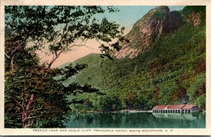 Profile Lake and Eagle Cliff Franconia Notch NH UNP WB Postcard L4