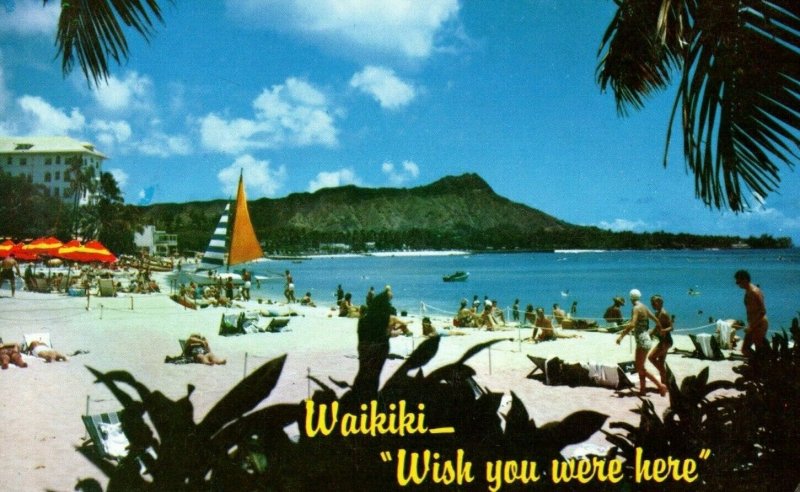 Vintage Post Card Waikiki Beach Territorial Hawaii F94