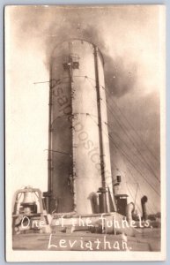 K26/ Ship RPPC Postcard c1910 Funnels Leviathan Ship Deck Bell 100