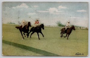 Aiken SC Polo Match Men On Horses South Carolina Postcard B42