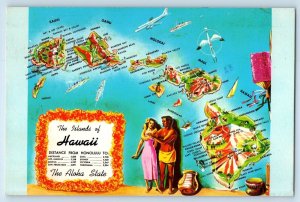 1975 Honolulu Hawaii Postcard The Islands Aloha State 50th Star U.S. Flag Posted