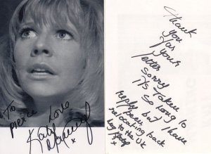 Katy Manning as Jo Grant Dr Who 2x Hand Signed Autograph s