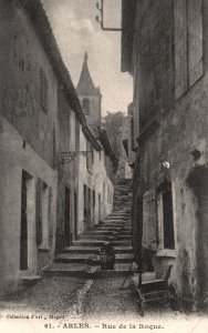 Vintage Postcard Rue De La Roque Stairway Arles France