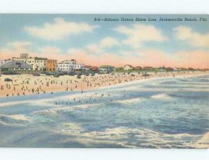 Linen BEACH SCENE Jacksonville Beach Florida FL d8224