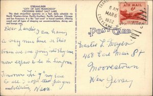 GREAT SALT LAKE UT City of San Francisco STREAMLINER TRAIN Linen Postcard