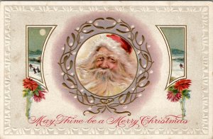 Father Christmas Old World Santa Face Embossed JJ Marks 1913 Emb Postcard U17