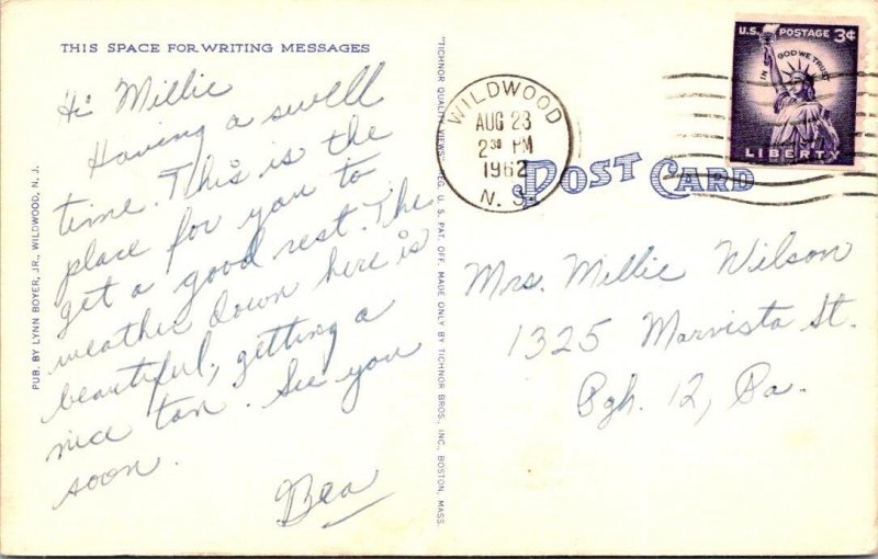 Wildwood By The Sea, NJ New Jersey GREETINGS  Bathing Beauty Fishing  Postcard