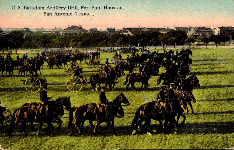 Texas San Antonio Fort Sam Houston U S Battalion Artillery Drill 1912 Curteich