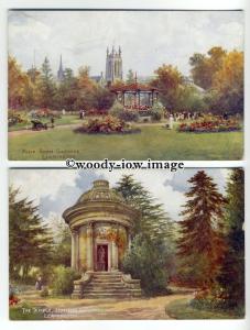 ar0439 - Jephson/Pump Room Gardens, Leamington - Artist- Quatreman - 2 Postcards