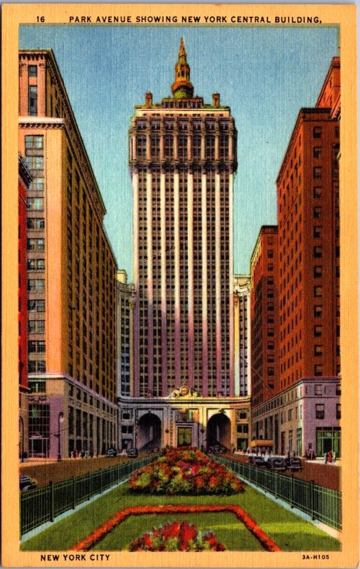 USA Park Avenue New York City Linen Postcard C024