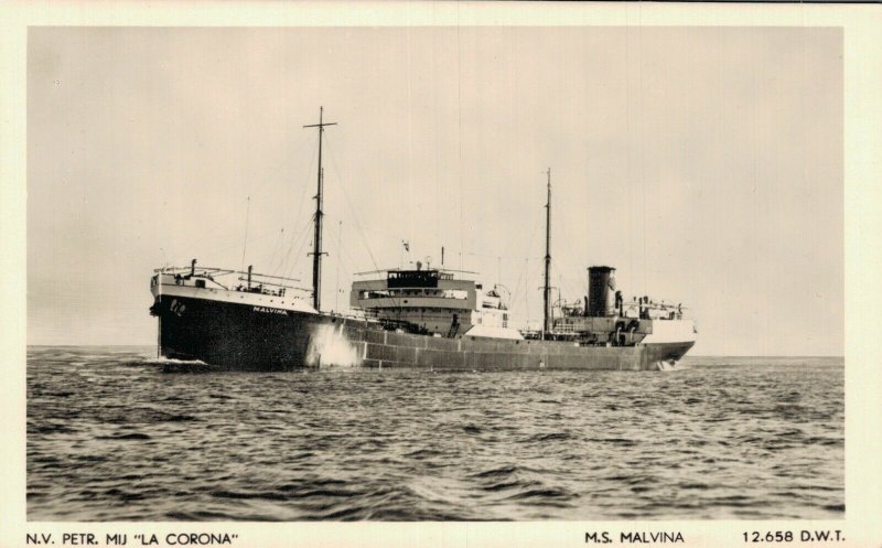 N.V. Petr MIJ La Corona M.S. Malvina Steamship Vintage RPPC 07.48