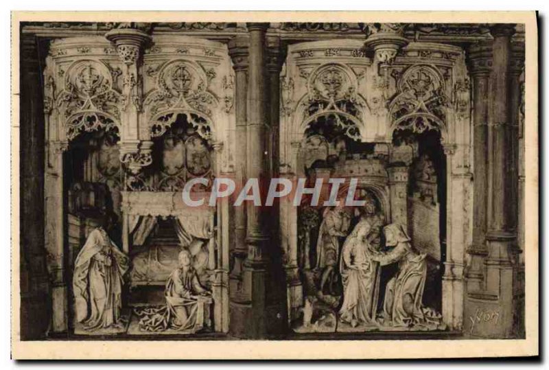 Old Postcard Bourg Brou Church figures of the altarpiece of the chapel of the...