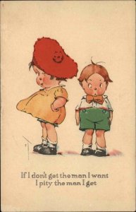 Charles Twelvetrees Difficult Little Girl with Scared Boy c1910 Vintage Postcard