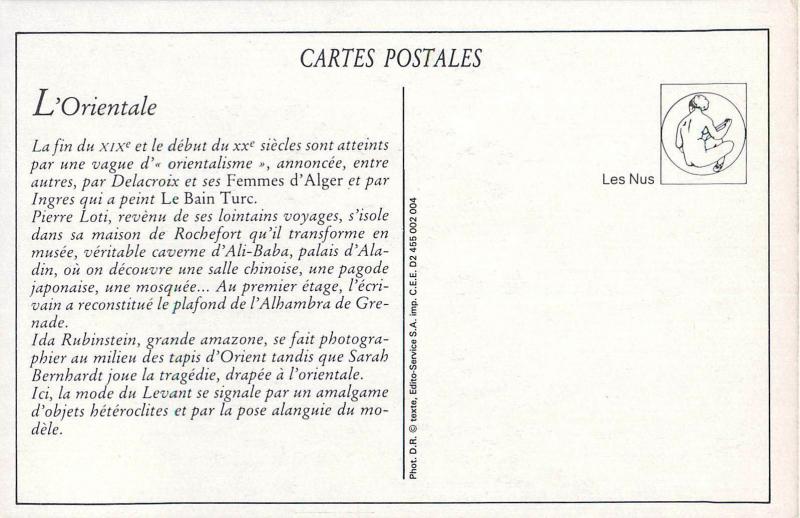 Cartes d`autrefois France les nus risque femme orientale