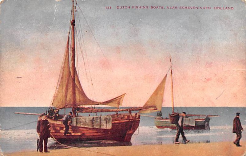 Dutch Fishing Boats Scheveningen Holland 1909 Missing Stamp 