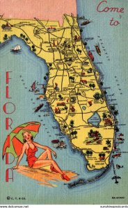 Florida Map Showing Cities Curteich