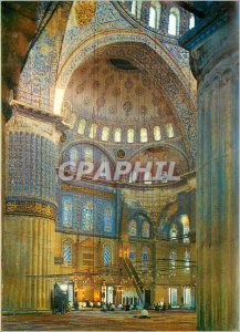 Postcard Modern Istanbul Turkey Interior of the Blue Mosque