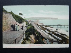 Isle of Wight SANDOWN Looking East showing PIER c1907 Postcard by T.E. Porter