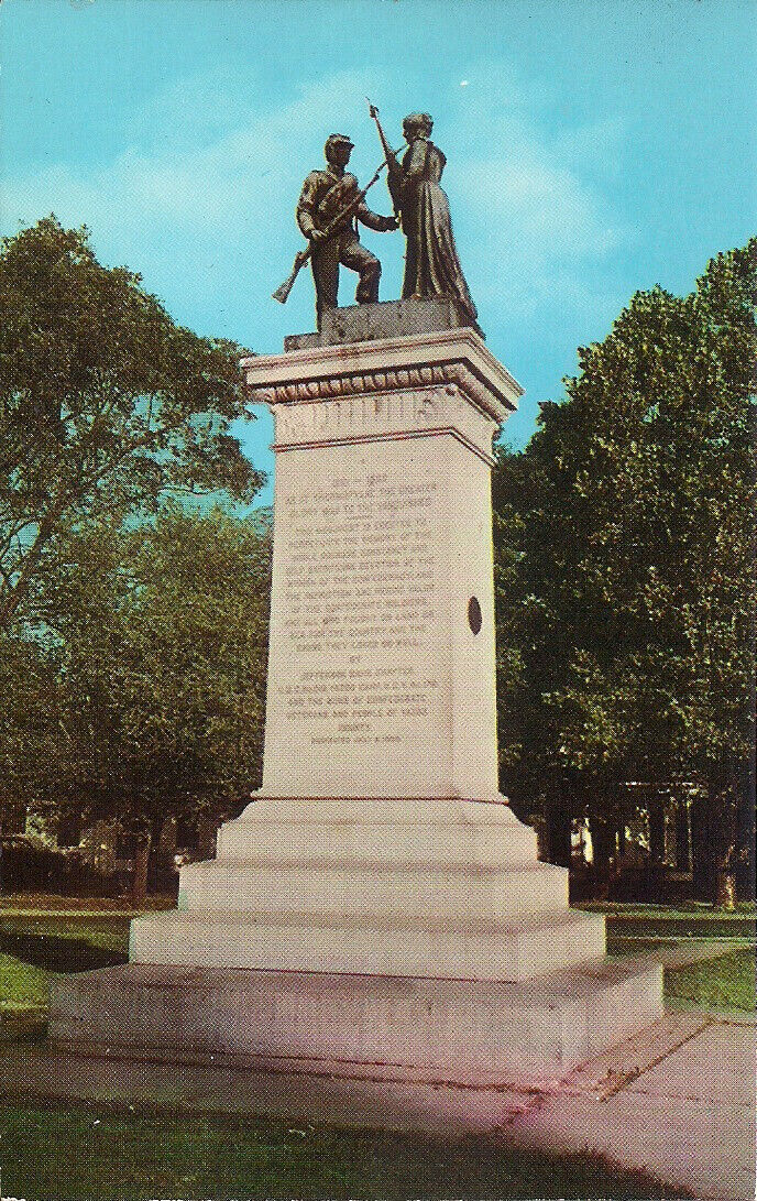 Yazoo City MS, Confederate Monument, Civil War, 1960s, Soldier & Woman