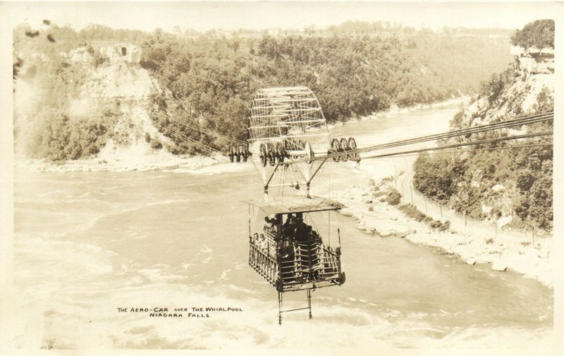 PC CPA US, NY, THE AERO CAR OVER NIAGARA FALLS, REAL PHOTO POSTCARD (b6930)