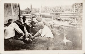 Alberta ?? Ranchers Working on Animal Livestock Unused RPPC Postcard G88