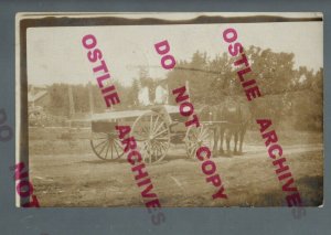 Hawkeye IOWA RPPC c1910 DRAY DELIVERY WAGON Hauling TABLE nr Sumner West Union