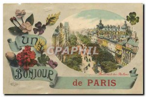 An Old Postcard Greetings from Paris Boulevard of the Italians