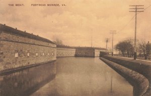 FORTRESS MONROE VIRGINIA VA~THE MOAT~ALBERTYPE PHOTO MILITARY POSTCARD