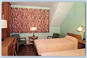 Berkeley Springs West Virginia Postcard Guest Room Cacapon Lodge c1960 Vintage