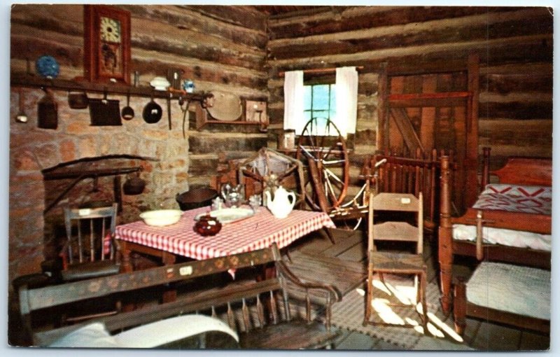 Postcard - Interior, Henry Onstot Residence, New Salem State Park, Illinois, USA