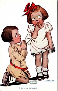 Katharine Gassaway artwork Postcard Little Boy Pleading with Little Girl~138779