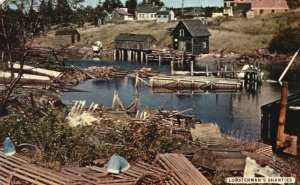 Vintage Postcard 1953 View of Lobsterman's Shanties Maine ME