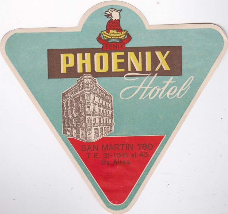 Argentina Buenos Aires Phoenix Hotel Vintage Luggage Label lbl0168