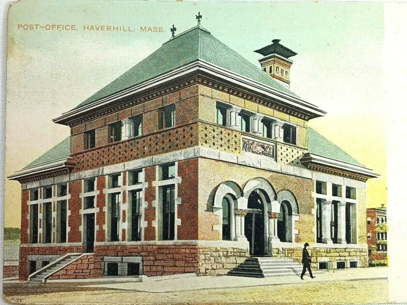 Vintage Postcard 1910's Post Office Haverhill MA Massachusetts