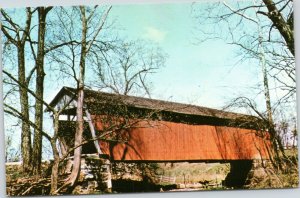 postcard Fultz span covered bridge Poplar Creek, Fairfield County, Ohio