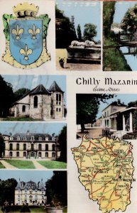 Chilly Mazarin French 1960s Map Postcard
