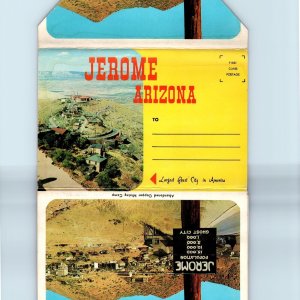 c1950s Jerome, AZ Ghost City Postcard Souvenir Folder Old Mining Town Car Rd M8