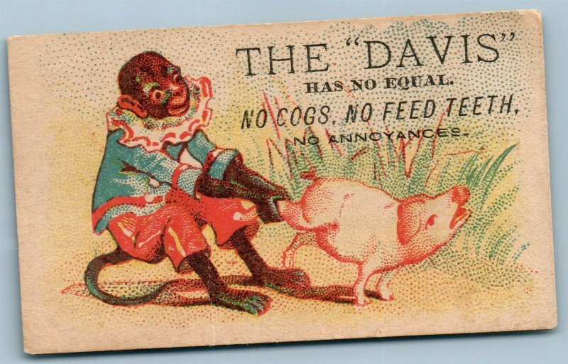 WATERTOWN NY DAVIS SEWING MACHINE ANTIQUE ADVERTISING VICTORIAN TRADE CARD