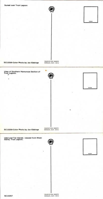 (3 cards) Truk Lagoon, Micronesia - Pacific Sunset and Island Views