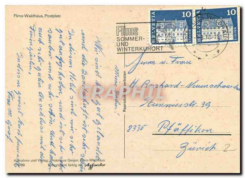 Postcard Modern Postplatz Flims Waldhaus